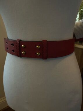 Burberry Red Pebbled Leather Belt